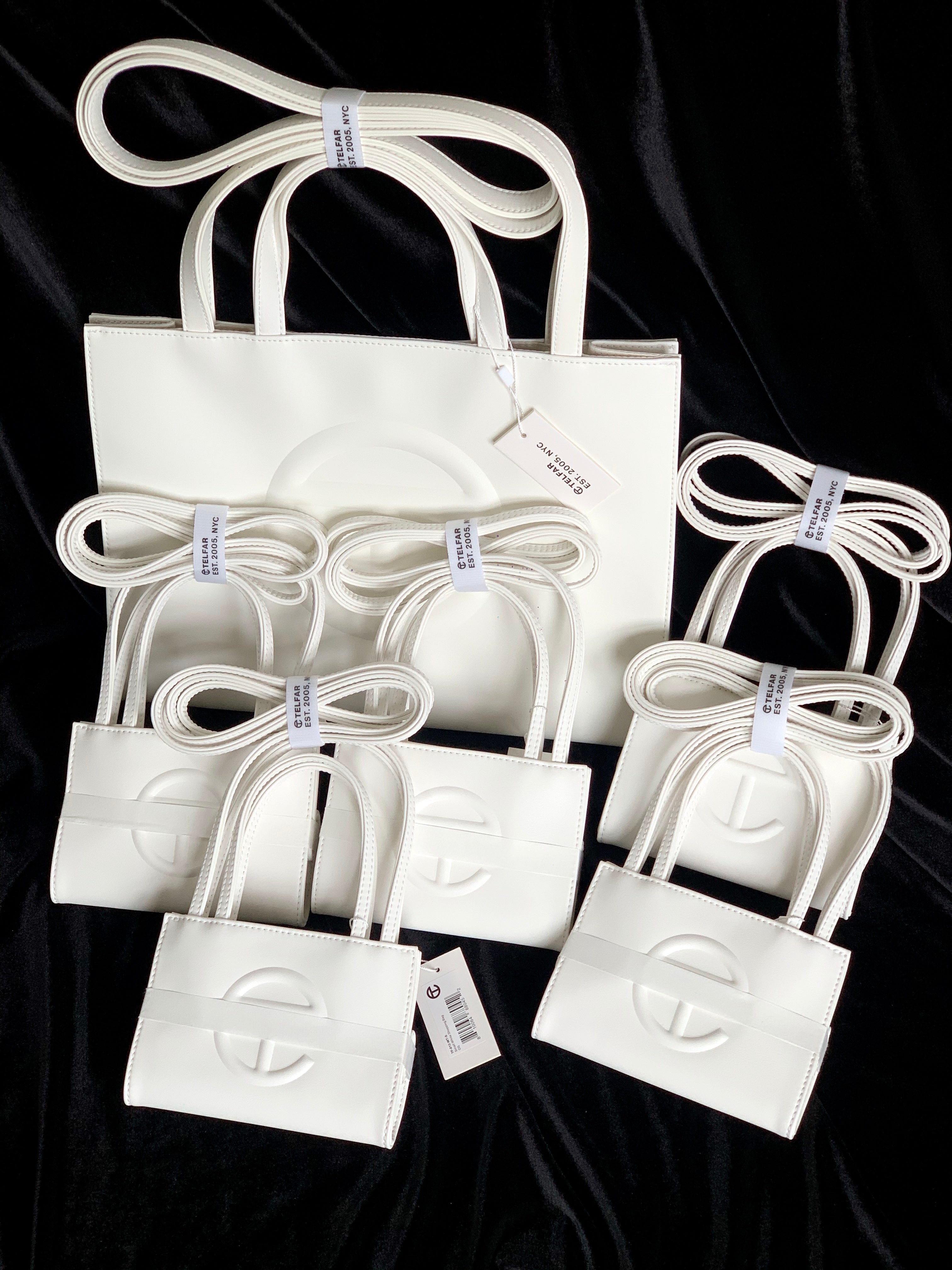 telfar white telfar shopping bags